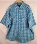 I-link Premium Mens Shirt Size 3X Big Blue Plaid Short Sleeve Button Down Top. Fixed Price $25.46.