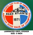 1971 Road Atlanta Circuit Scca Vinyl Decal Sticker - Racing Sport Car Club. Fixed Price $7.27.