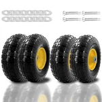 4PCS Upgrade 4.10/3.50-4 Flat Free Solid Rubber And Wheel, 10" Tires. Fixed Price $59.99.
