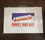 Vintage 1980 Federal Express First Aid Kit Metal Box - Excellent Condition. Fixed Price $47.50.