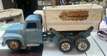 Vintage 1950'S Buddy Pressed Steel Hydraulic Dumper Blue & White 20" Long. Fixed Price $106.25.