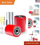 Universal Fit Pallet Jack Wheels 3" X 3.75" Non-marking Red Polyurethane. Fixed Price $63.86.