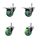 3 Inch Green Poly Wheel Swivel 7/16 Stem Caster Set 2 Total Lock Brake. Fixed Price $82.96.