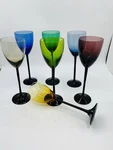 Mid Century Modern Colorful Black Stem Eight Cordial Wine Glasses 7.5"H 100ML. Fixed Price $32.55.